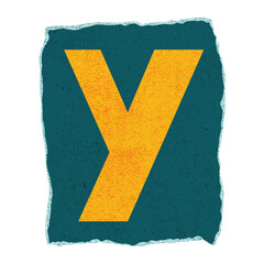 Poster - Stylized capital Y is floating on torn teal panel with speckled texture, transparent background