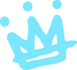 Poster - Abstract crown-like shape is floating in light-blue brushstroke art on transparent background