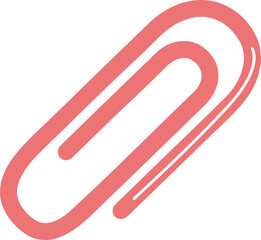 Poster - Stylized coral paperclip flat design is floating on transparent backdrop, showing glossy highlight