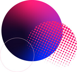 Poster - Abstract flat design featuring overlapping gradient and halftone circles on transparent canvas