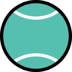 Aufkleber - Showing tennis ball icon on transparent backdrop displaying teal interior, black ring, white seams