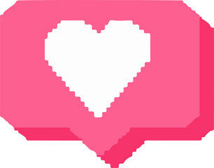 Aufkleber - White pixel heart is floating in layered pink flat bubble with transparent background, copy space