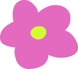 Poster - Flat flower icon is floating on transparent background with six magenta petals  and  lime green cent
