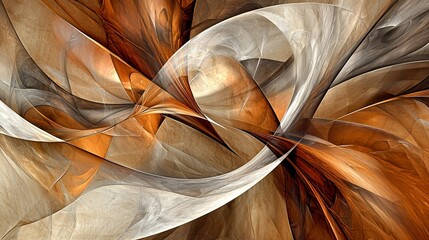 Fototapete - Abstract fractal art with dynamic curves and blended earthy hues design