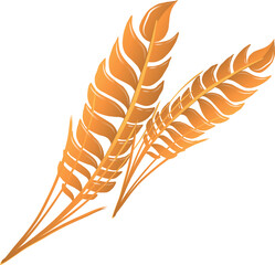 Poster - Three golden fronds are overlapping in flat design with metallic sheen on transparent backdrop