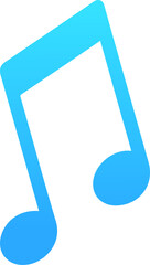 Poster - Gradient blue double eighth music note icon is floating on transparent background in flat design