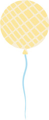 Poster - Illustrated checkered balloon is floating in flat design with wavy blue string on clear background