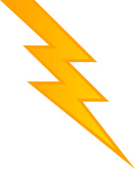 Poster - Flat yellow lightning bolt is floating diagonally with orange outline on transparent background