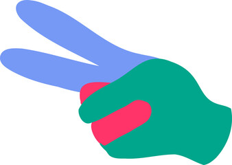 Poster - Abstract peace sign hand is floating in flat design with green, red, blue on transparent background