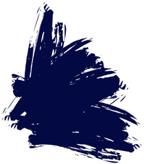 Poster - Abstract dark blue brush stroke is flowing across transparent background, showing paint smear