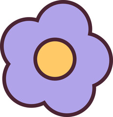 Poster - Simple flat flower illustration is showing lavender petals, yellow center on transparent background