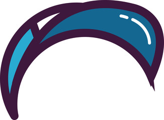 Poster - Curved swoosh is appearing in flat art, purple outline, two-tone blue fill, transparent background