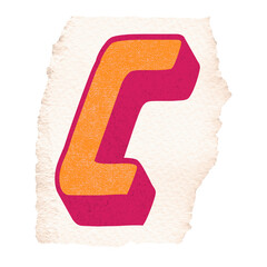 Poster - Torn paper featuring stylized 3D letter C is floating on transparent background flat design