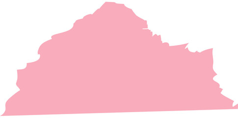 Poster - Pink-filled outline of Virginia is showing in flat design with white edge on transparent background