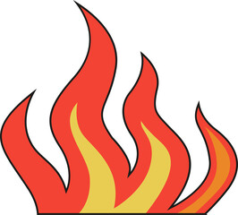 Poster - Showing stylized flame shapes in flat design with red orange yellow curves, transparent background