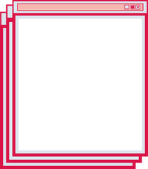 Poster - Cascading magenta flat UI windows are showing teal content, control icons, transparent background