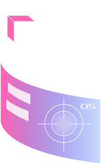 Poster - Stylized S-curve gradient ribbon graphic showing cube and target icons on clear canvas, copy space