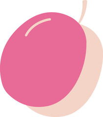 Poster - Flat-design fruit is featuring pink rounded body with cream silhouette, stem, transparent backdrop