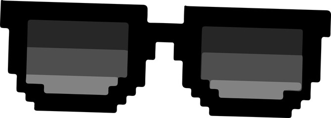 Poster - Pixelated sunglasses are floating in pixel art with frames, gradient lenses, transparent background