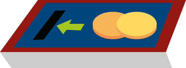 Poster - Flat icon showing tokens moving toward bar via green arrow on platform with transparent background