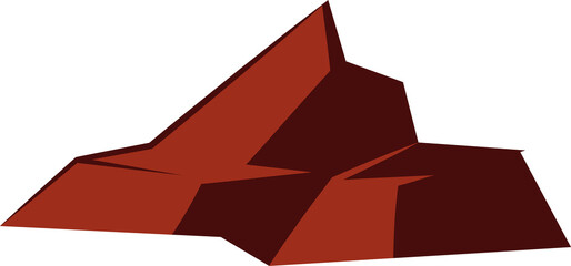 Poster - Low-poly red rock formation is showcasing flat base and angular facets on transparent background