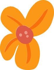 Poster - Flat flower is floating on transparent background, showing four orange petals and red-orange center