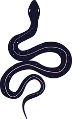 Poster - Serpent illustration is showing navy snake with pink stripe, speckles on transparent background