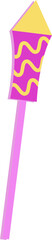 Poster - Flat party rocket is floating on transparent background showing yellow tip and pink wavy stripes