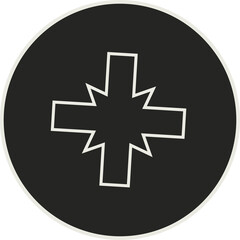 Poster - Flat design showing spiky plus and thin light gray border on dark circle, transparent background