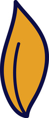 Poster - Stylized flame-leaf is floating on transparent background with flat design gold fill, blue outline