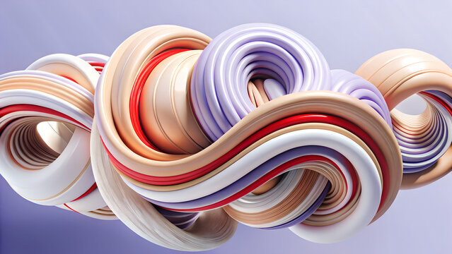 Abstract colorful rings and tubes swirl together in a modern design