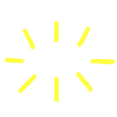 Poster - Sunburst graphic is radiating twelve yellow brushstroke rays in flat style transparent background
