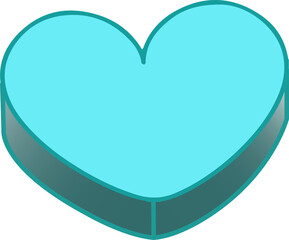Poster - Abstract 3D heart is floating on transparent background, featuring teal outline and subtle shading