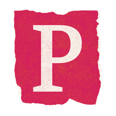 Aufkleber - Flat design featuring white capital P floating on torn red paper over transparent backdrop