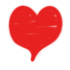 Poster - Stylized red heart shape is floating on transparent canvas, with hand drawn sketch style