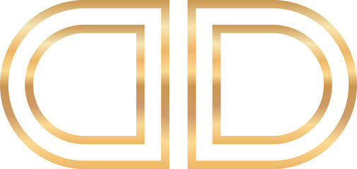 Poster - Abstract logo is showing mirrored gold gradient D shapes in flat design on transparent background