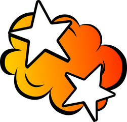Poster - Flat burst icon is showing orange-yellow gradient with black-edged stars on transparent background
