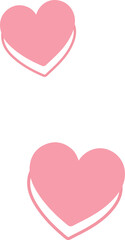 Poster - Pair of pink hearts are showcasing flat design, layered shadow duplicates on transparent background