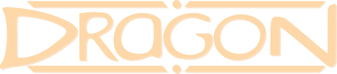 Aufkleber - Stylized DRAGON text is shining in flat design with gradient bars and dots on transparent canvas