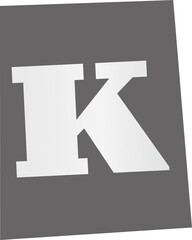 Aufkleber - stylized uppercase letter K is floating on gray tilted plane in flat design, transparent background