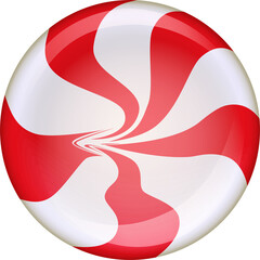 Poster - Stylized swirl is rotating in glossy 3D design, showing red white spirals on transparent background
