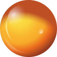 Poster - Orange-yellow gradient sphere is glowing in transparent graphic space with reflective highlights