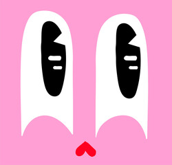 Poster - Arches are floating on pink flat design with black ovals and red heart on transparent background