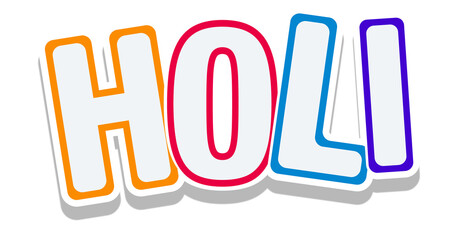 Poster - HOLI letters are floating in bubble style with color outline and shadow over transparent background