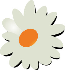 Poster - Stylized daisy flower is floating on transparent background in flat design with orange center