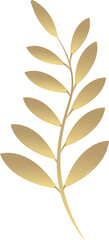 Poster - Golden leafy branch is being displayed as flat vector with gold gradient on transparent background