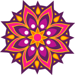 Poster - Flat mandala is floating on transparent background featuring rosette, petals, teardrop, dot accents
