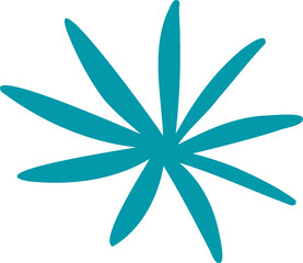Poster - Abstract turquoise graphic radiating in flat style with twelve petals, transparent background