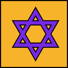 Poster - Displaying purple six-pointed star with triangles in vector on golden field, transparent background