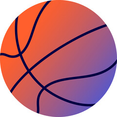 Poster - Flat basketball-like sphere is floating on transparent background with gradient and panel lines